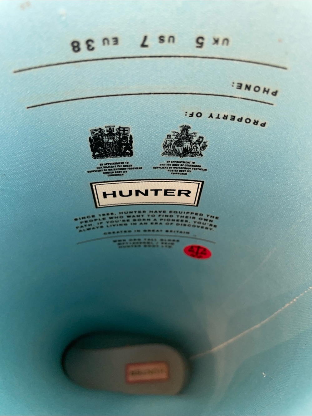 Women's Original Hunter Tall Rain Boots - Light Blue Rubber Waterproof Wellies - Picture 5 of 9